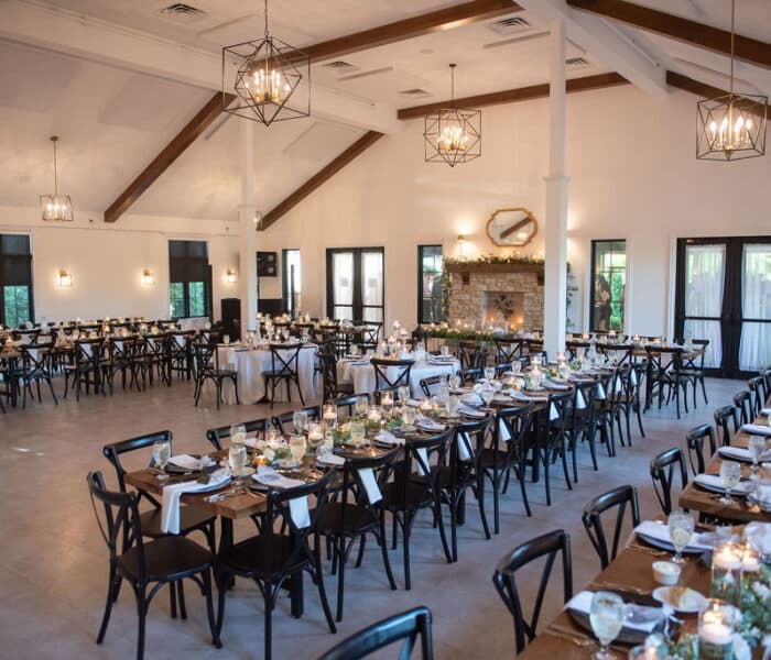 Cedar Fox reception room set for a wedding